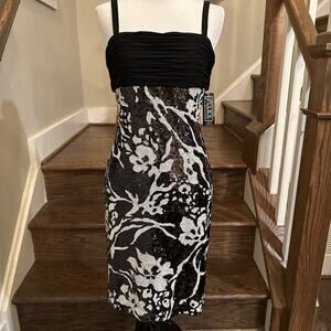 Alex Evenings Petite Black and White Sequined Party / Cocktail Dress Size 4 P